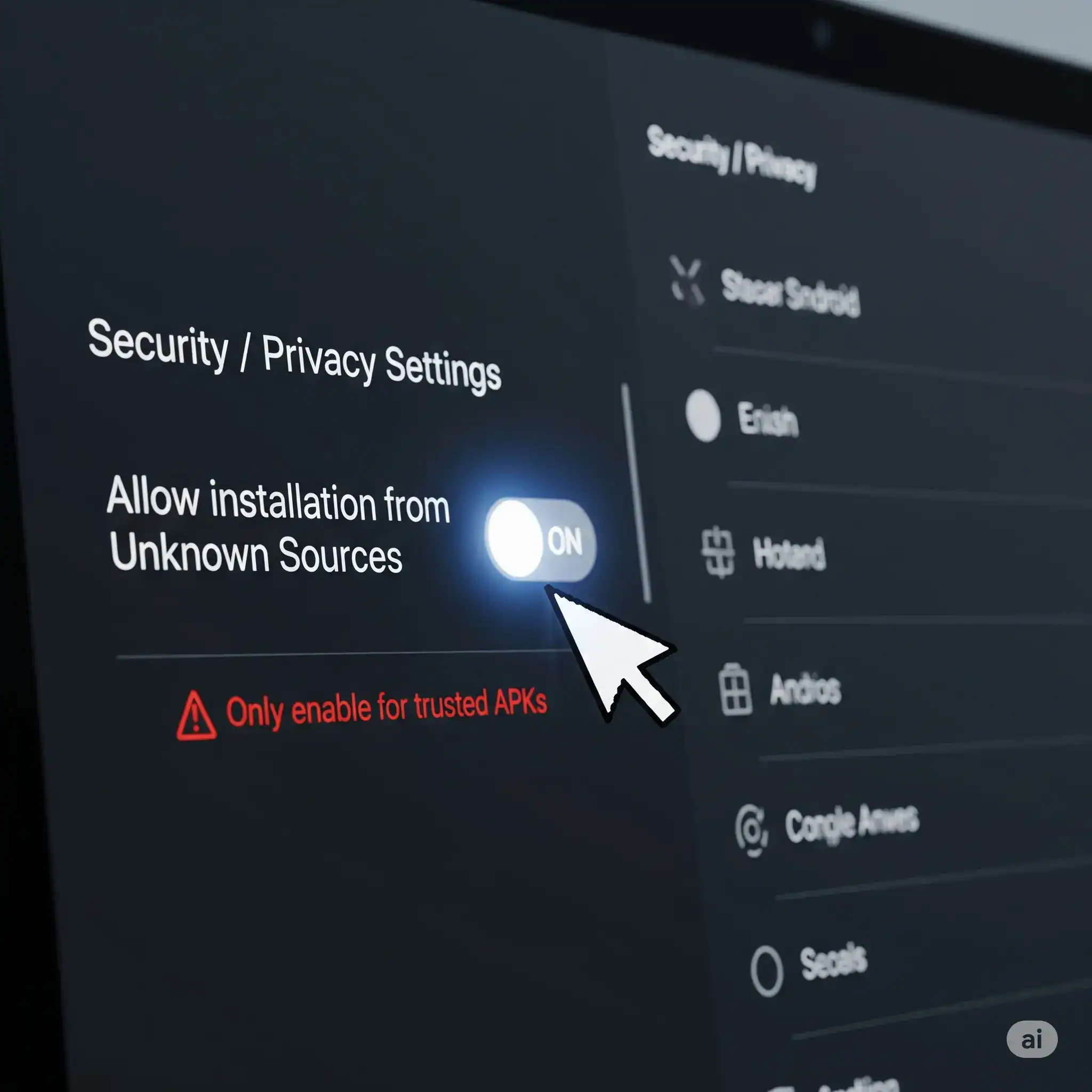 Para PC (Windows) 4 Allow installation from unknown sources on Android devices for safe and secure use of Cinema APK. Enable trusted APKs for streaming and entertainment.